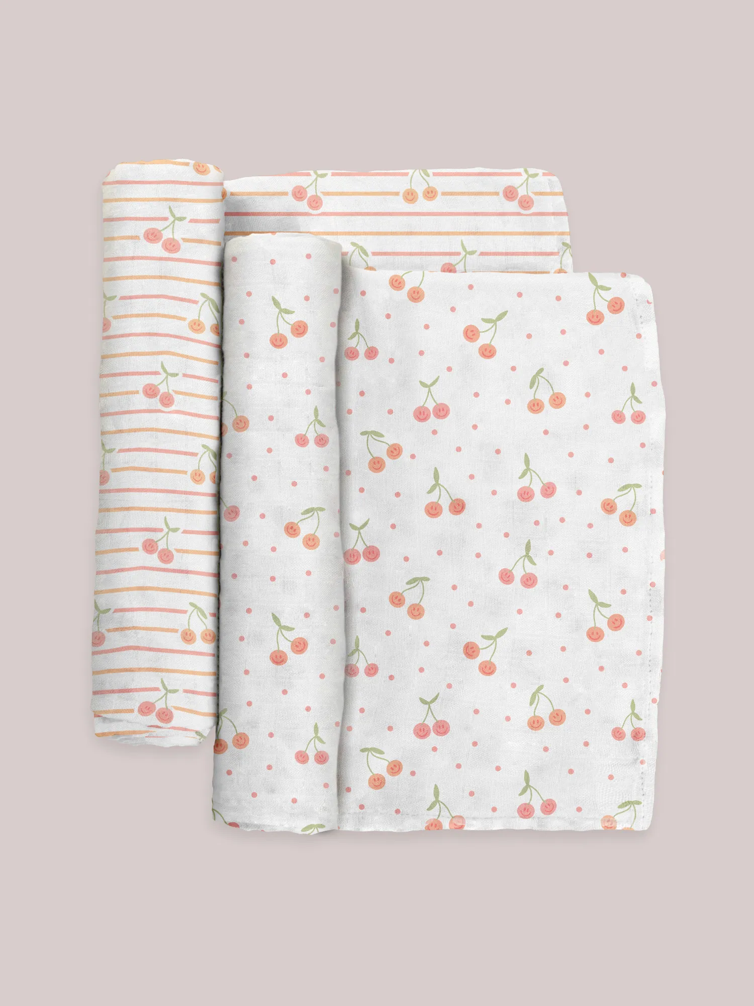 2-Pack Square Swaddle Blanket Set - Cherry Cute by Doodle By Meg