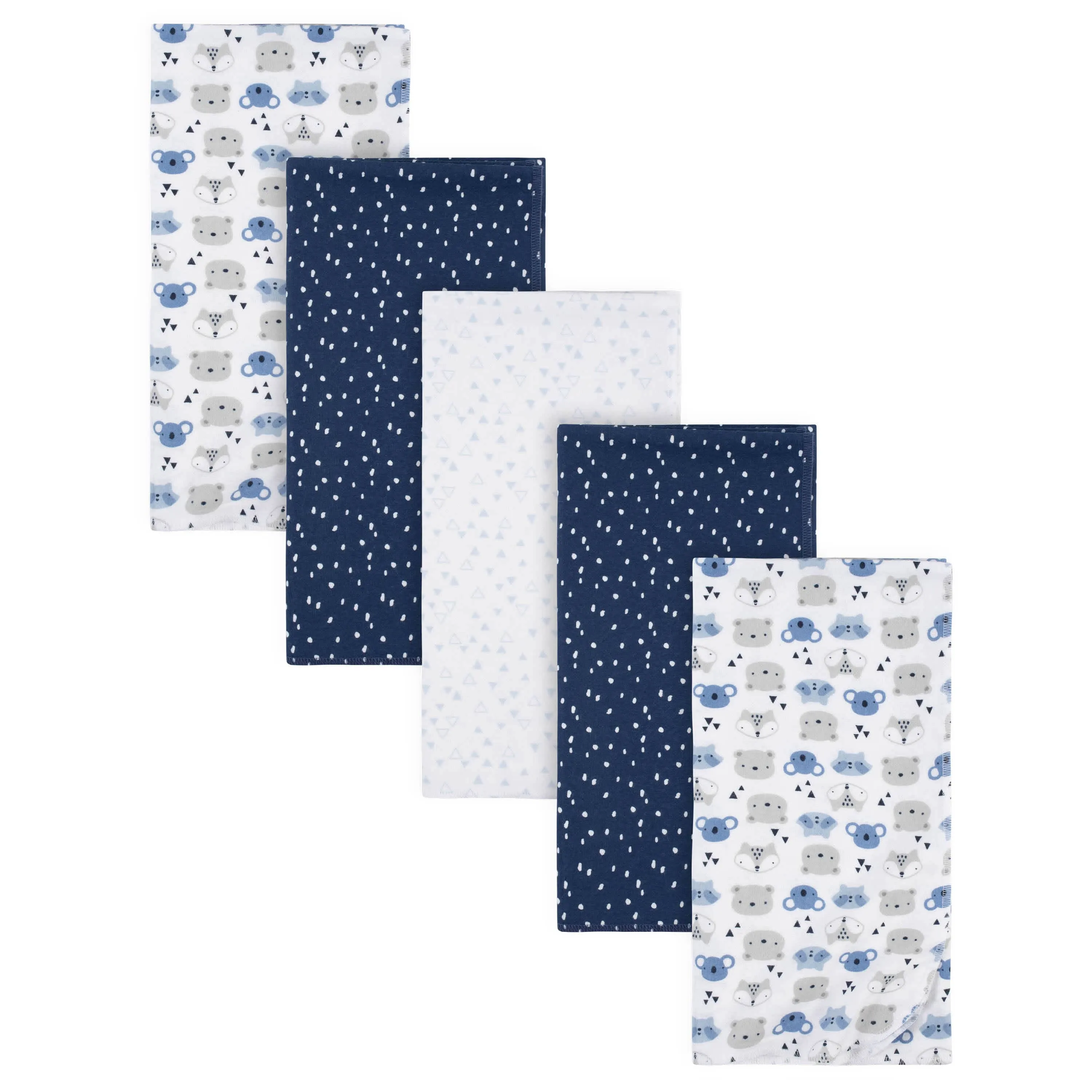 5-Pack Baby Boys Critters Flannel Receiving Blankets