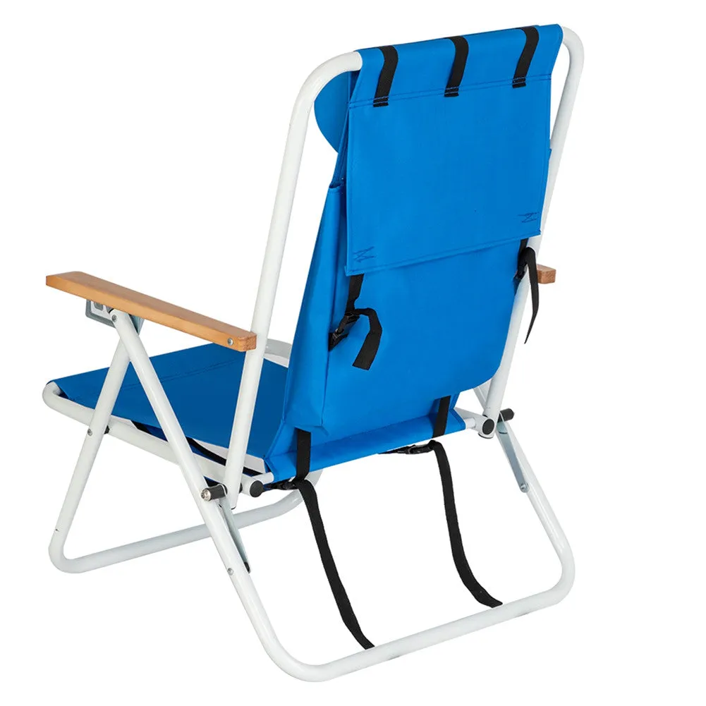 ALICIAN Portable Beach Chair with Adjustable Headrest Single Beach Chair Blue