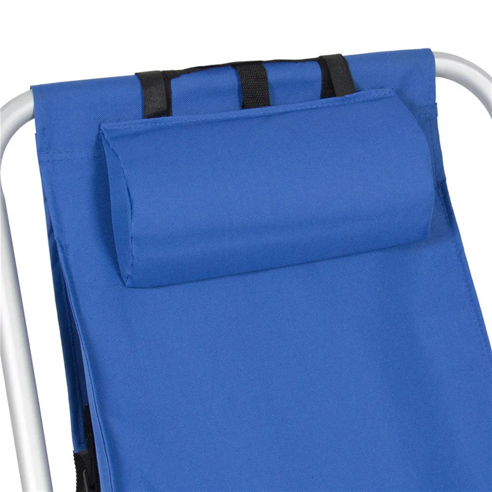 ALICIAN Portable Beach Chair with Adjustable Headrest Single Beach Chair Blue