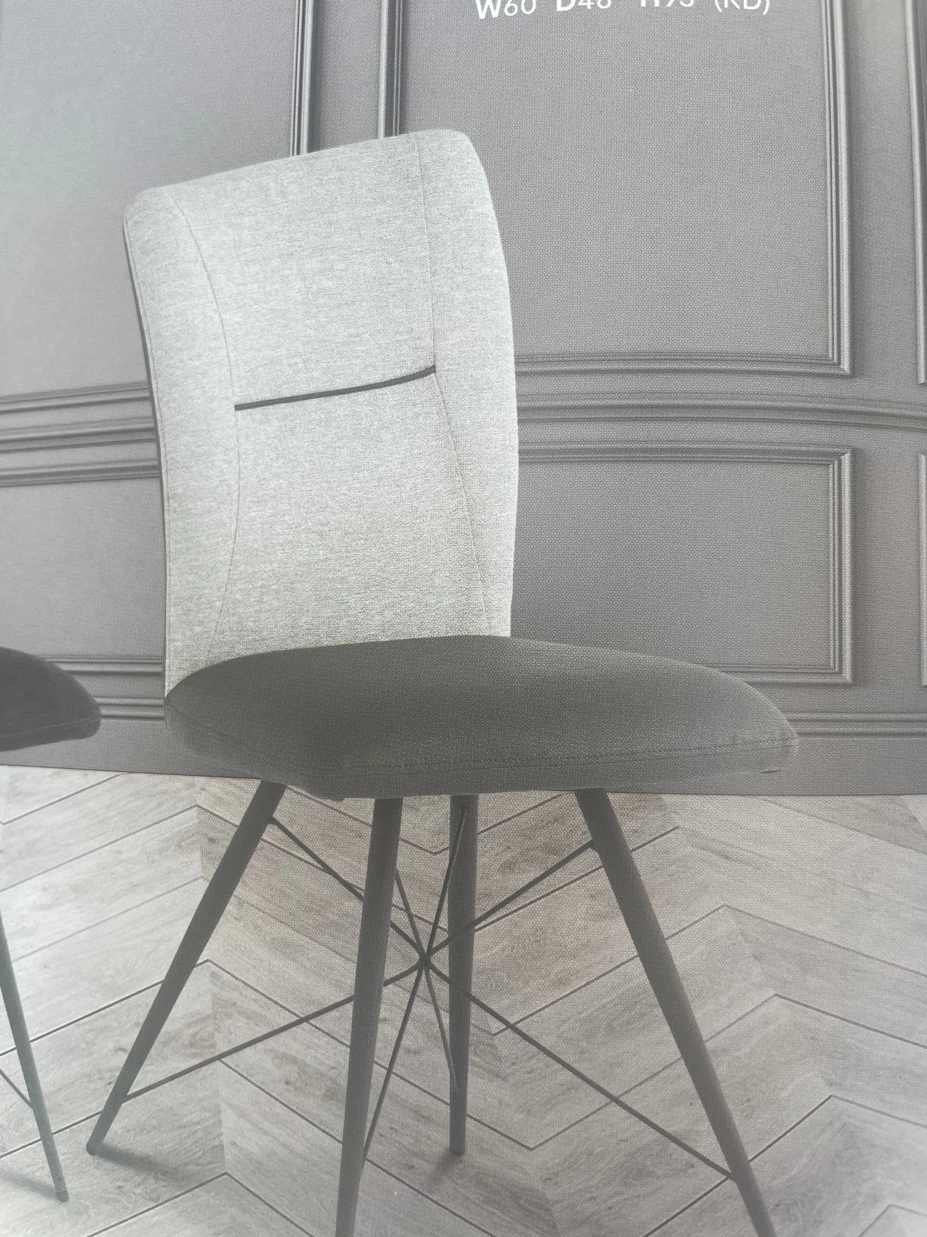 AMALFI  Fabric AND PU  dining chair with dark metal legs Special Purchase Instore only