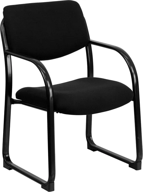 Black Fabric Executive Side Reception Chair with Sled Base - BT-508-BK-GG