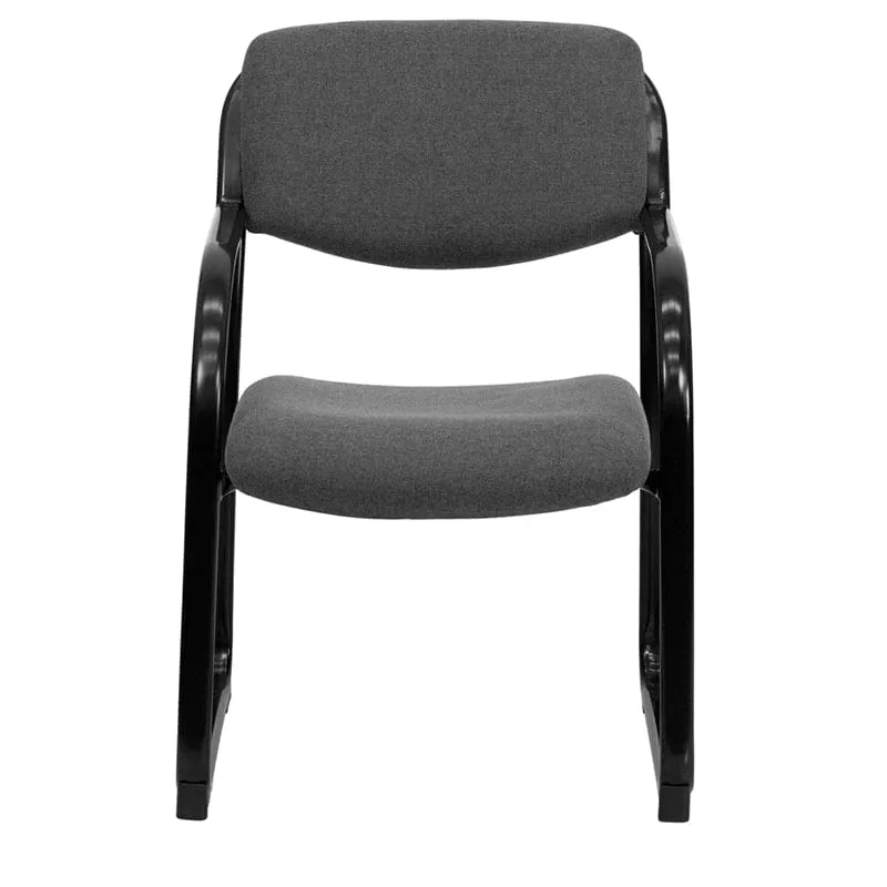 Black Fabric Executive Side Reception Chair with Sled Base - BT-508-BK-GG