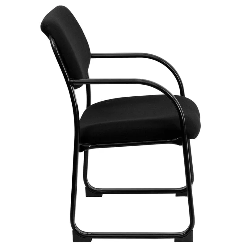 Black Fabric Executive Side Reception Chair with Sled Base - BT-508-BK-GG