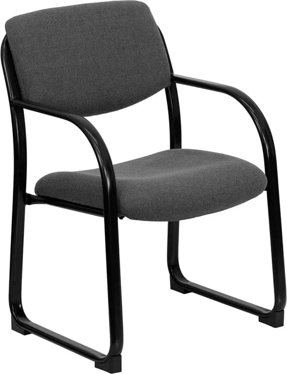 Black Fabric Executive Side Reception Chair with Sled Base - BT-508-BK-GG