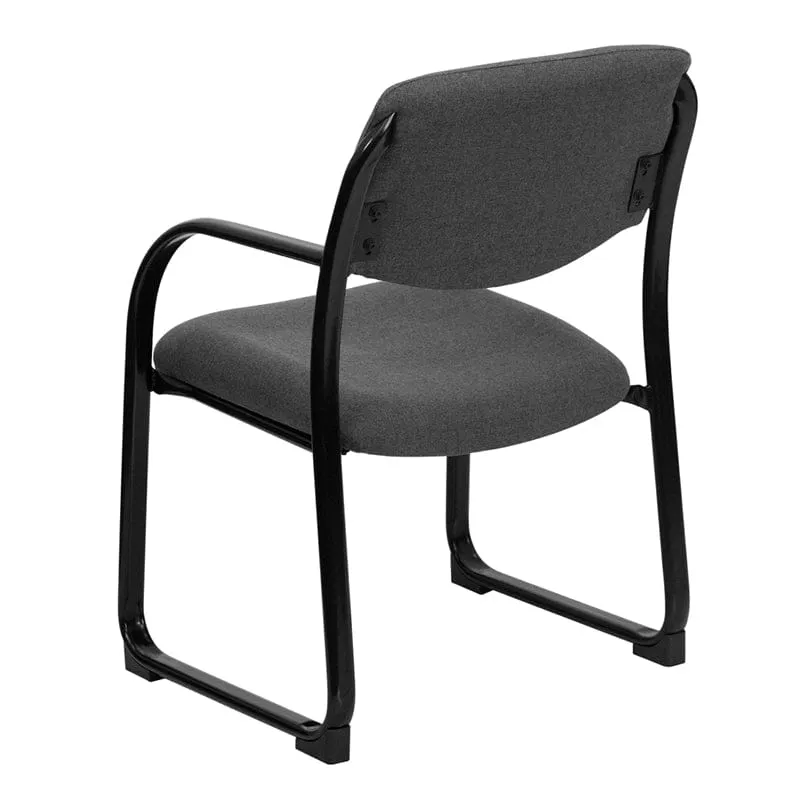 Black Fabric Executive Side Reception Chair with Sled Base - BT-508-BK-GG