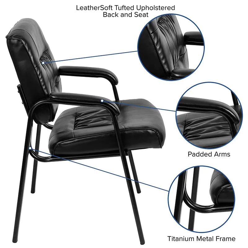 Black LeatherSoft Antimicrobial / Antibacterial Medical Side Chair with Black Metal Frame [BT-1404-ANTI-BK-GG]