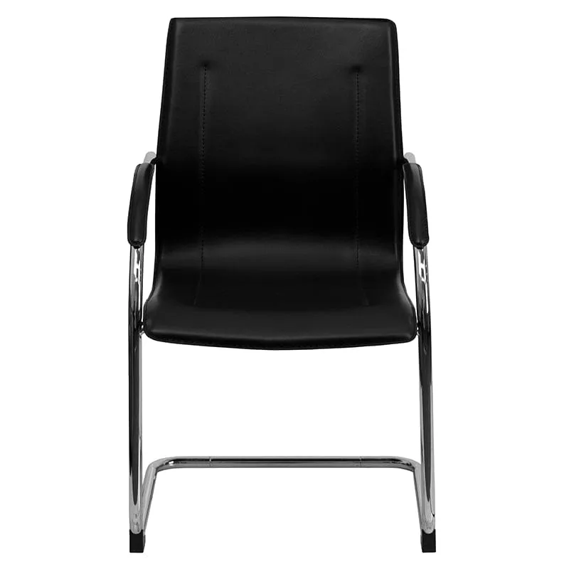 Black Vinyl Side Reception Chair with Chrome Sled Base - BT-509-BK-GG