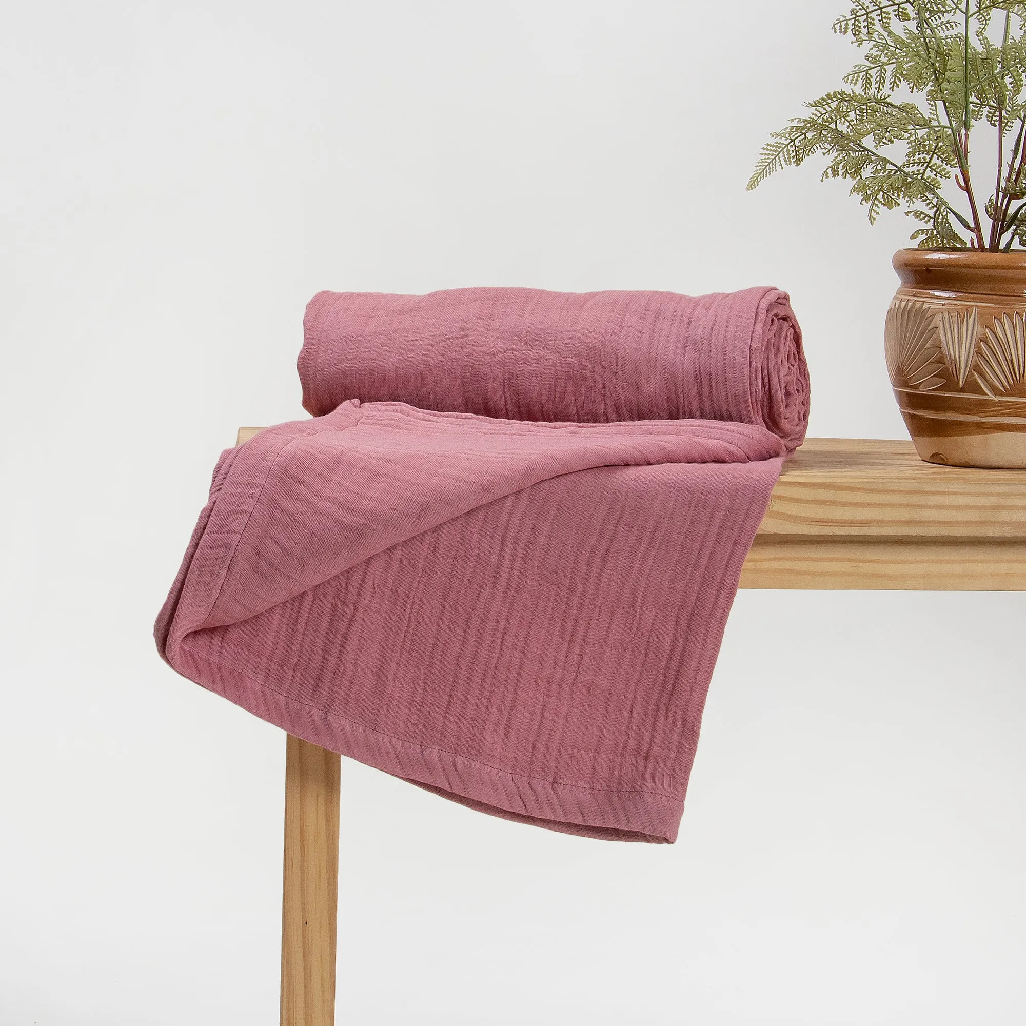 Breathable Organic Gauze Throw Blanket for Sofa Decor