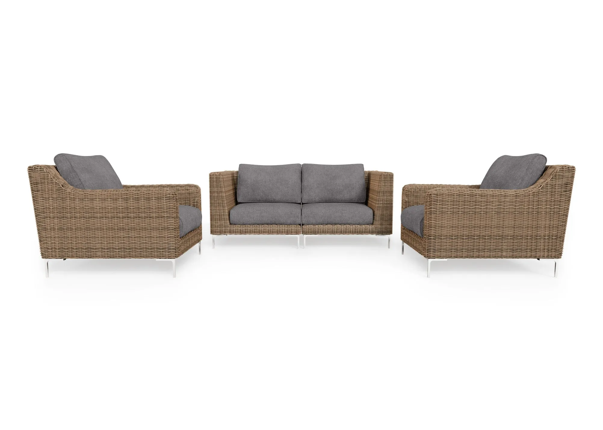 Brown Wicker Outdoor Loveseat with Armchairs - 4 Seat