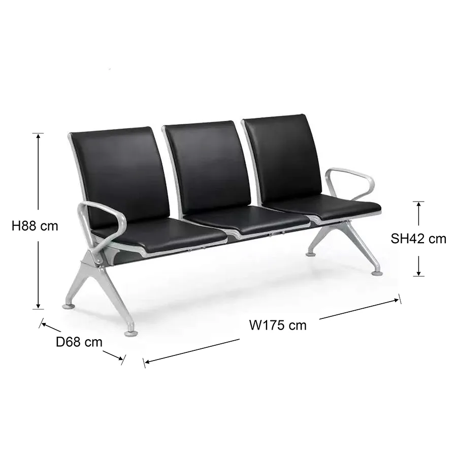 Calix 3 Seater Public Chair with Cushion