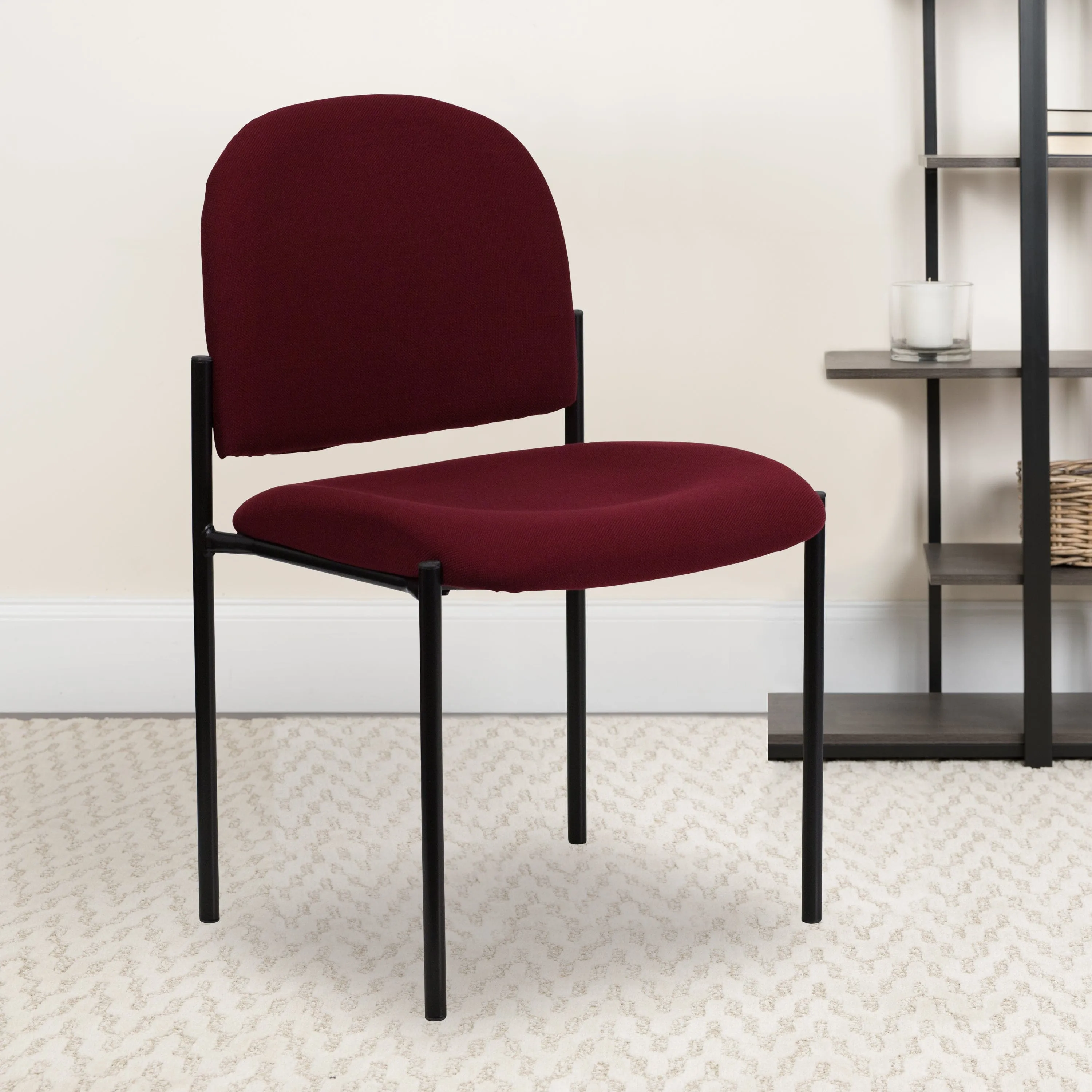 Comfort Black Fabric Stackable Steel Side Reception Chair - BT-515-1-BK-GG