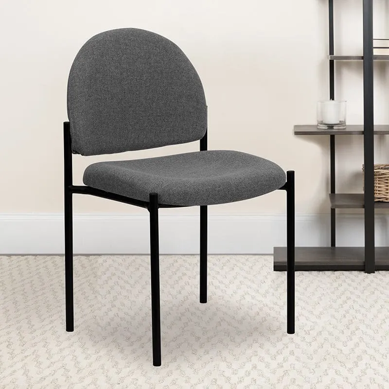 Comfort Black Fabric Stackable Steel Side Reception Chair - BT-515-1-BK-GG