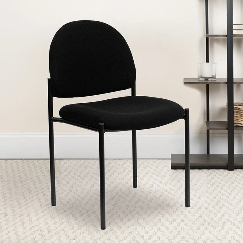 Comfort Black Fabric Stackable Steel Side Reception Chair - BT-515-1-BK-GG