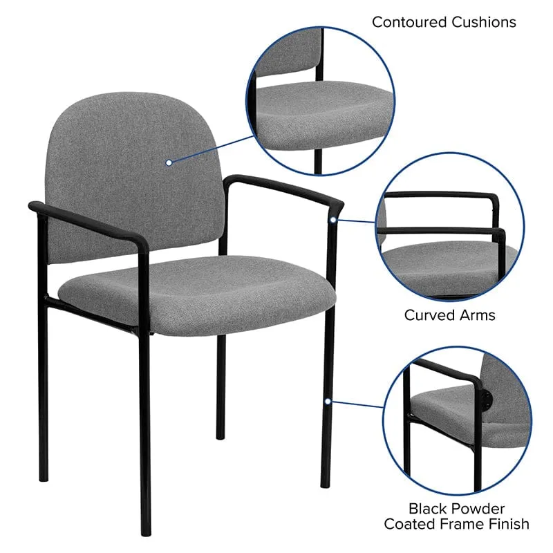 Comfort Black Fabric Stackable Steel Side Reception Chair with Arms - BT-516-1-BK-GG