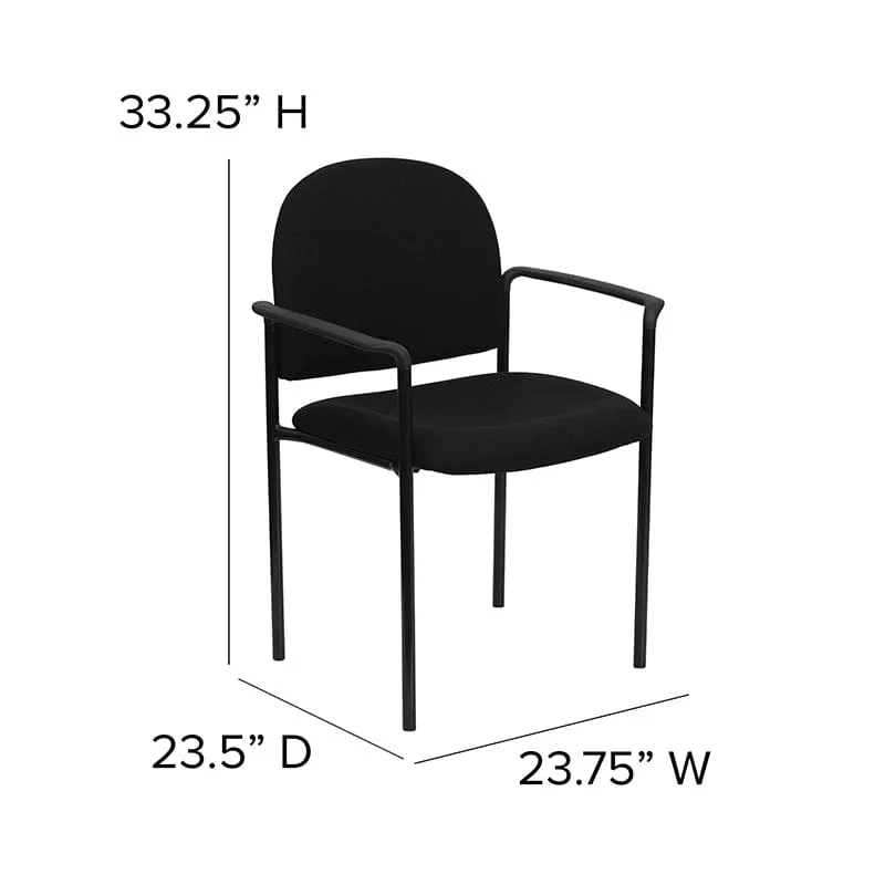 Comfort Black Fabric Stackable Steel Side Reception Chair with Arms - BT-516-1-BK-GG