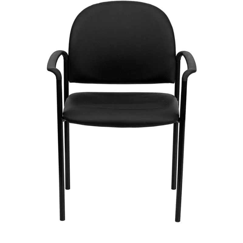 Comfort Black Fabric Stackable Steel Side Reception Chair with Arms - BT-516-1-BK-GG