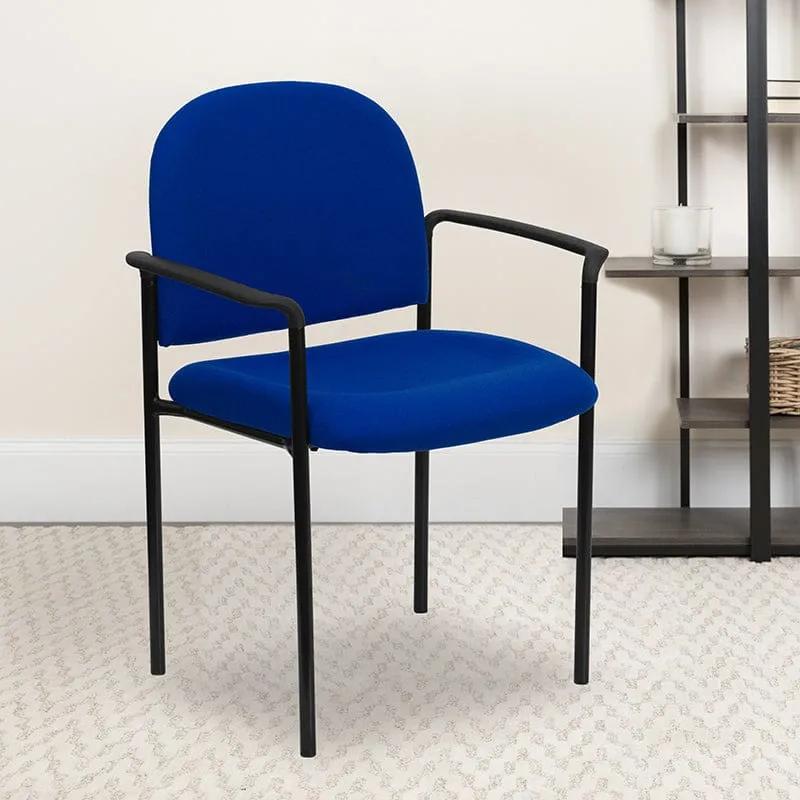 Comfort Black Fabric Stackable Steel Side Reception Chair with Arms - BT-516-1-BK-GG