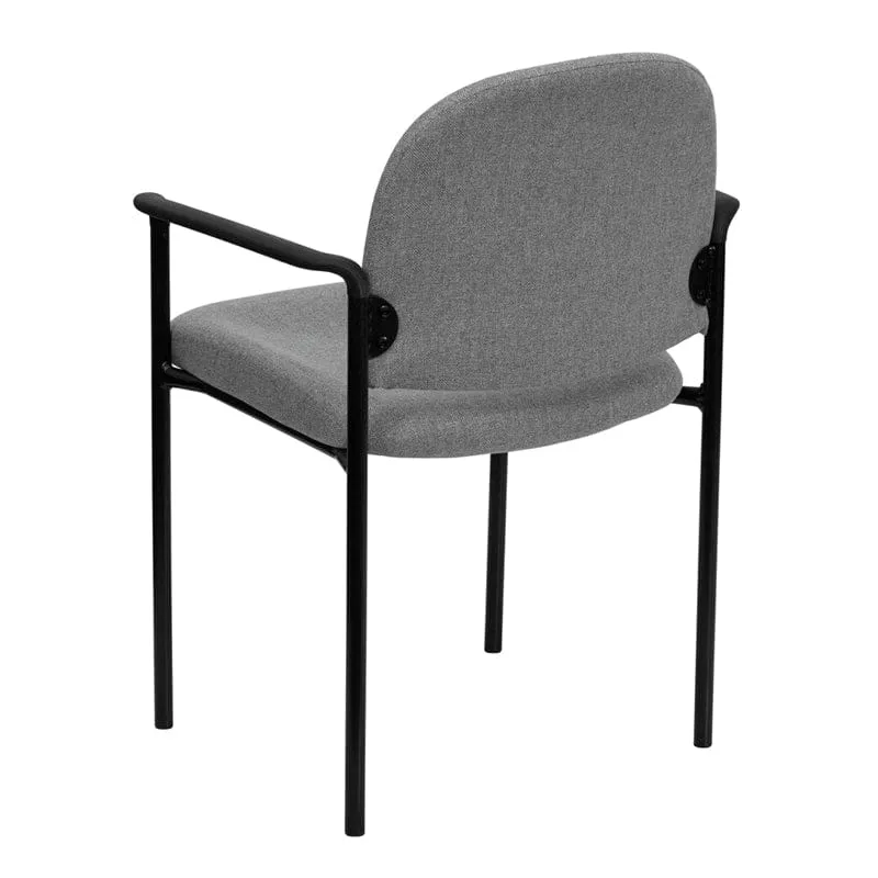 Comfort Black Fabric Stackable Steel Side Reception Chair with Arms - BT-516-1-BK-GG