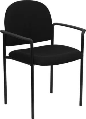 Comfort Black Fabric Stackable Steel Side Reception Chair with Arms - BT-516-1-BK-GG