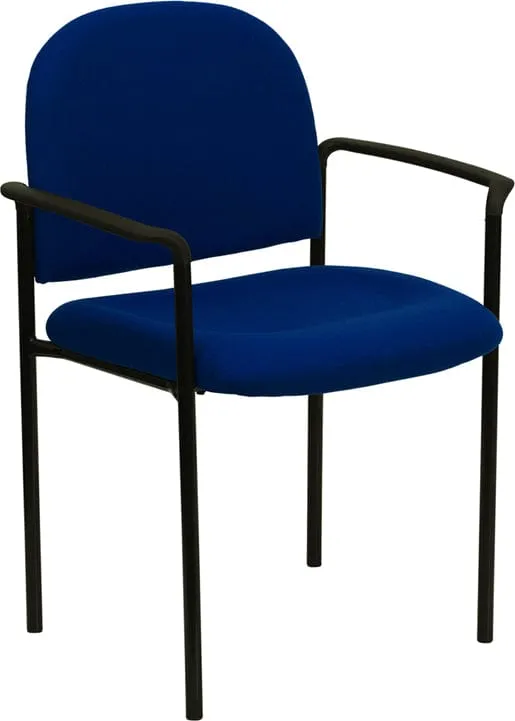 Comfort Black Fabric Stackable Steel Side Reception Chair with Arms - BT-516-1-BK-GG