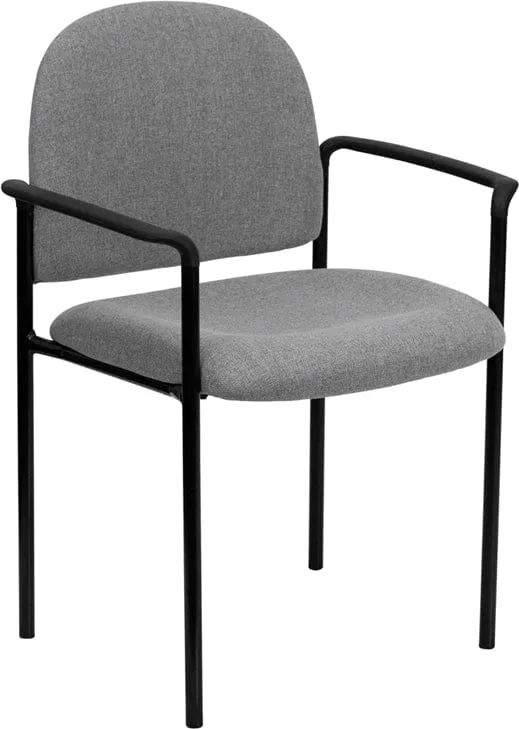 Comfort Black Fabric Stackable Steel Side Reception Chair with Arms - BT-516-1-BK-GG