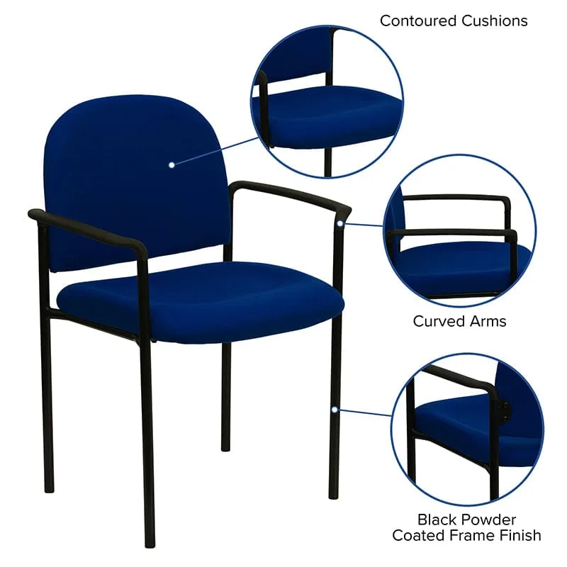 Comfort Black Fabric Stackable Steel Side Reception Chair with Arms - BT-516-1-BK-GG