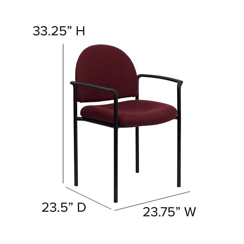 Comfort Black Fabric Stackable Steel Side Reception Chair with Arms - BT-516-1-BK-GG