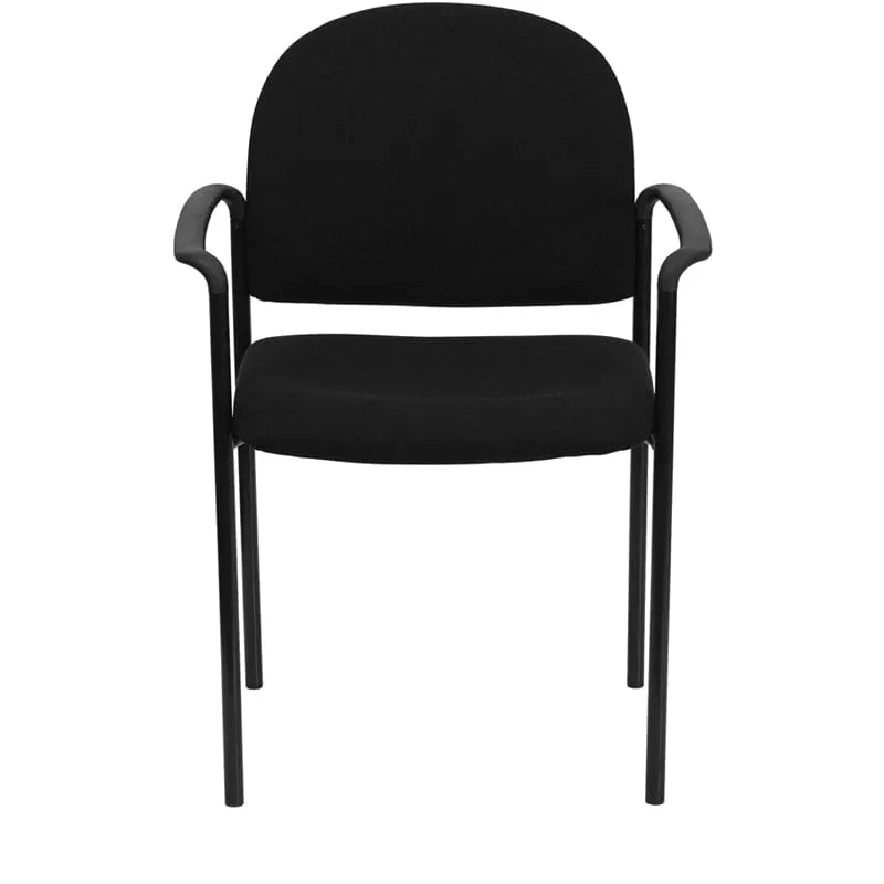 Comfort Black Fabric Stackable Steel Side Reception Chair with Arms - BT-516-1-BK-GG