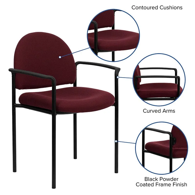 Comfort Black Fabric Stackable Steel Side Reception Chair with Arms - BT-516-1-BK-GG