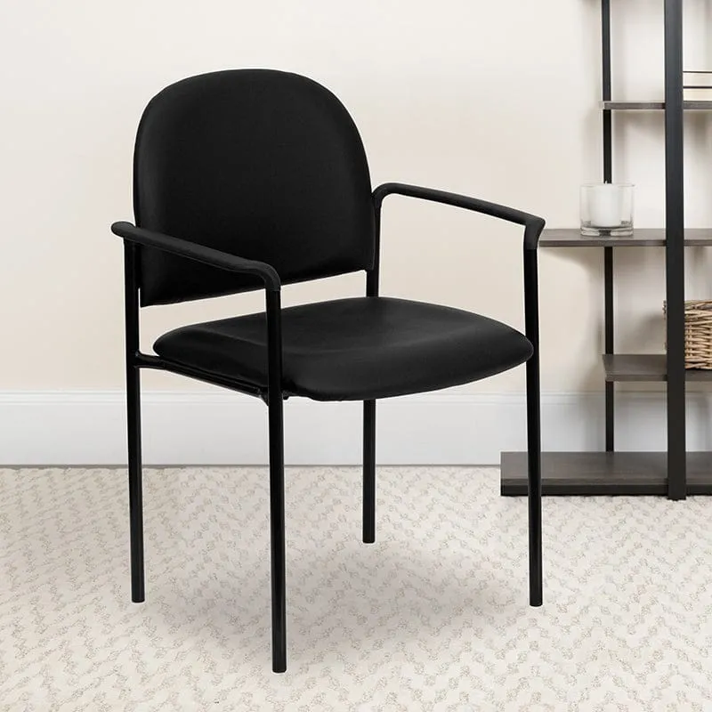 Comfort Black Fabric Stackable Steel Side Reception Chair with Arms - BT-516-1-BK-GG