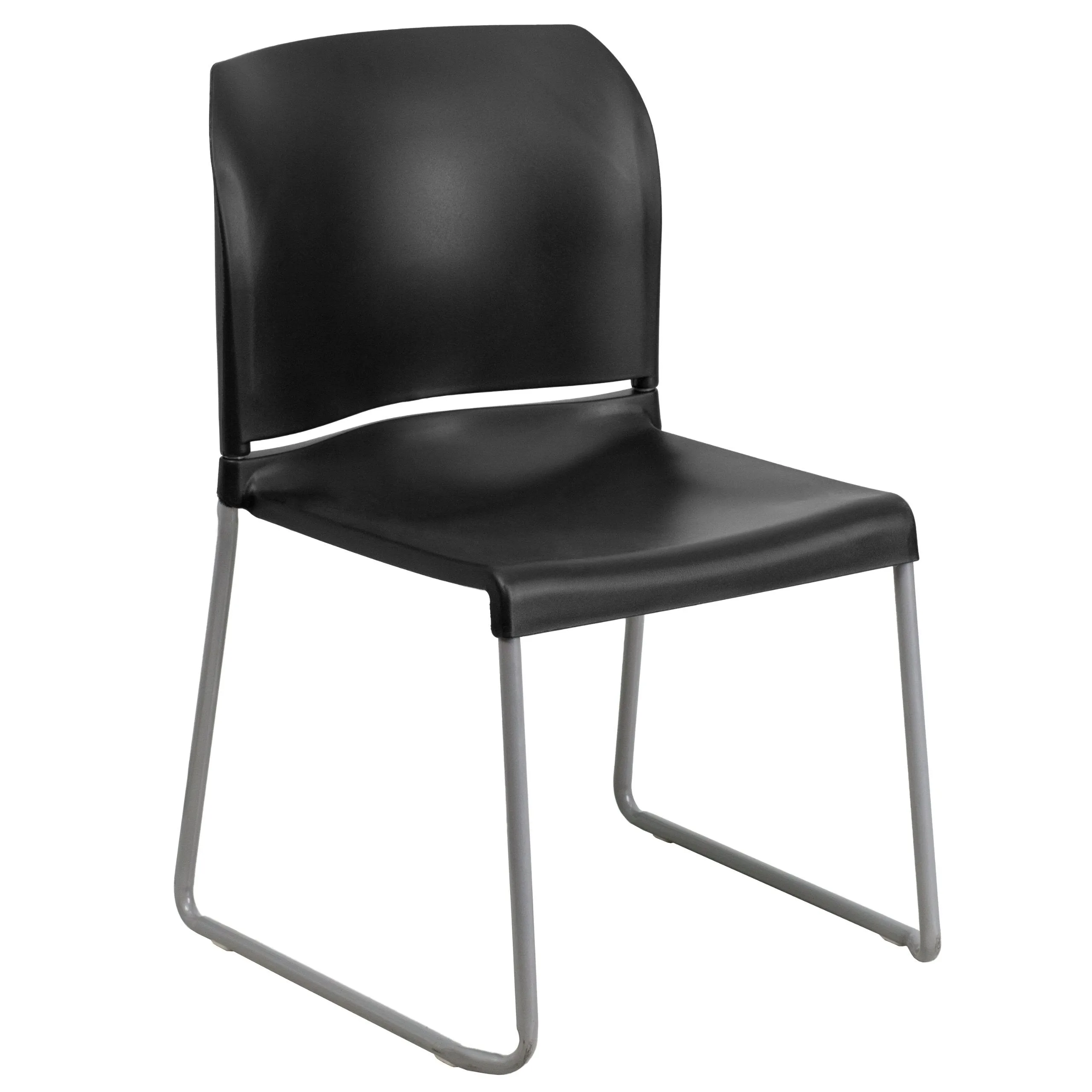 Flash Furniture 5 Pk. HERCULES Series 880 lb. Capacity Black Full Back Contoured Stack Chair with Sled Base