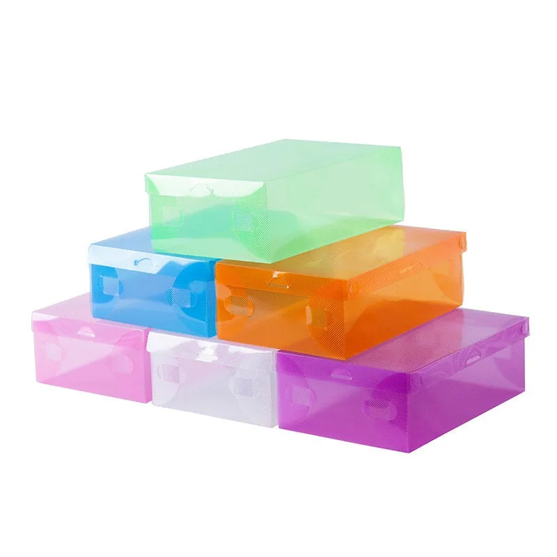 Foldable Plastic Transparent Shoe Box - Clear Stackable Organizer Storage Organization