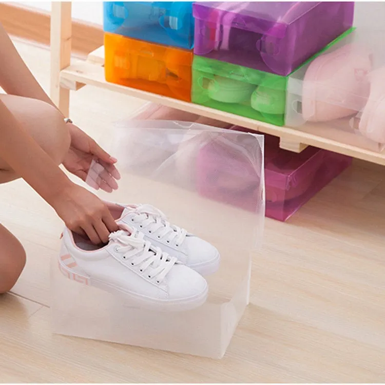 Foldable Plastic Transparent Shoe Box - Clear Stackable Organizer Storage Organization