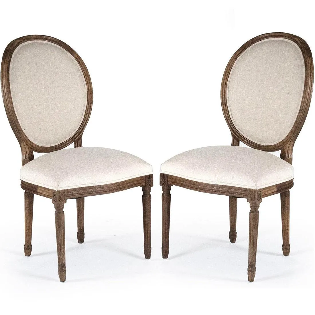 French Medallion Round Back Side Chairs - Pair