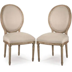 French Medallion Round Back Side Chairs - Pair