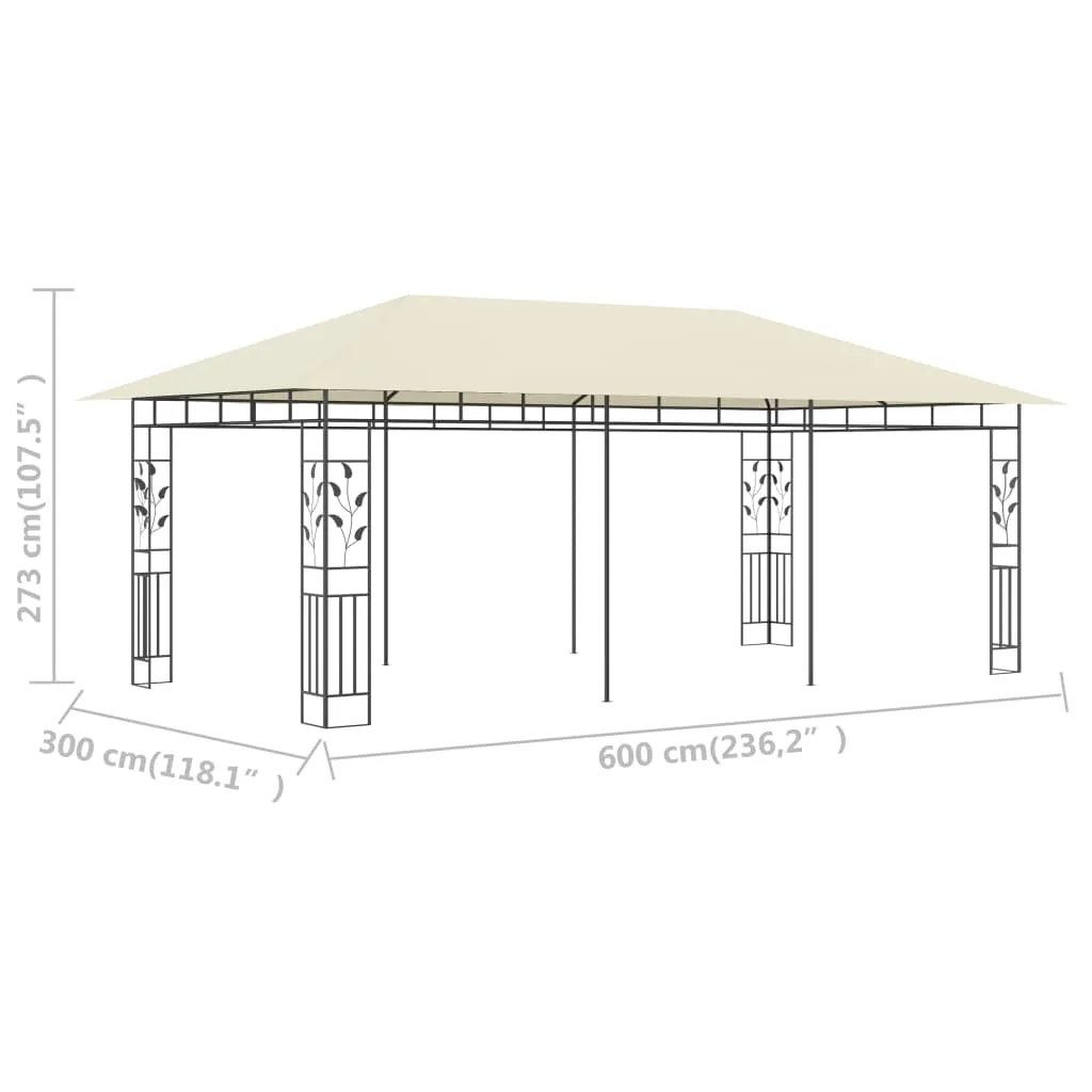 Gazebo with Mosquito Net 6x3x2.73 m Cream