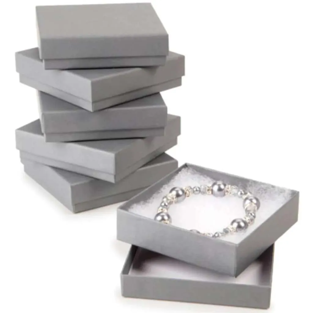 Get Organized™ Cotton Filled Jewelry Boxes Gray 3.5 inches 6 assorted size