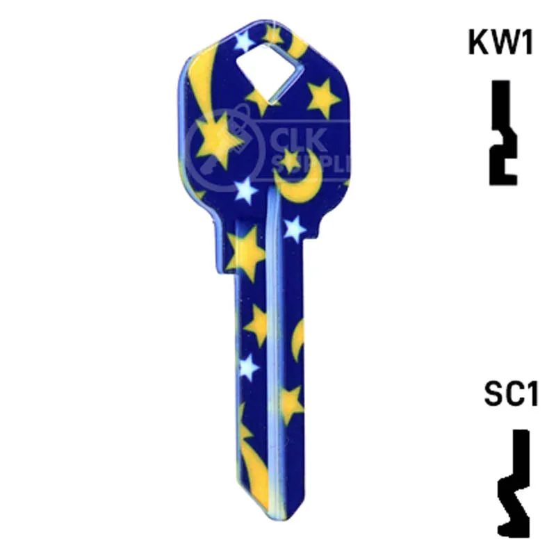 Happy Keys- Moon & Stars SC1 Key (Choose Keyway)