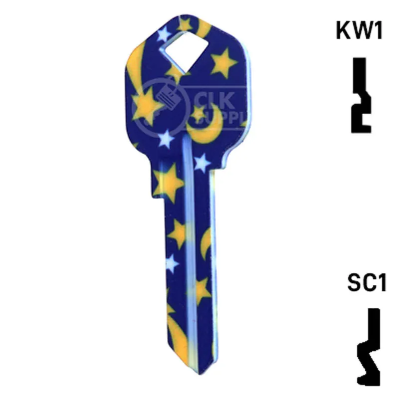 Happy Keys- Moon & Stars SC1 Key (Choose Keyway)