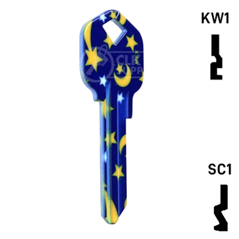 Happy Keys- Moon & Stars SC1 Key (Choose Keyway)