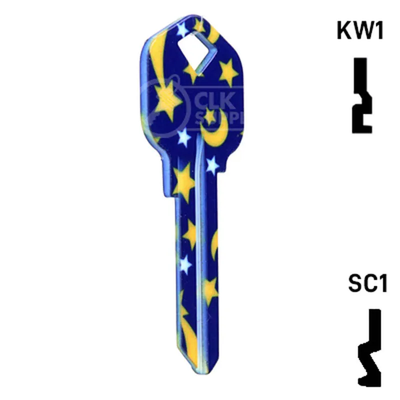 Happy Keys- Moon & Stars SC1 Key (Choose Keyway)