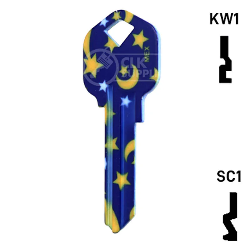 Happy Keys- Moon & Stars SC1 Key (Choose Keyway)