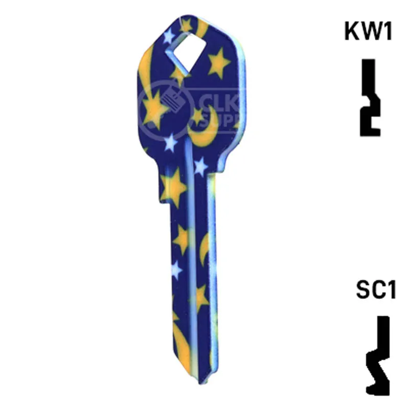 Happy Keys- Moon & Stars SC1 Key (Choose Keyway)