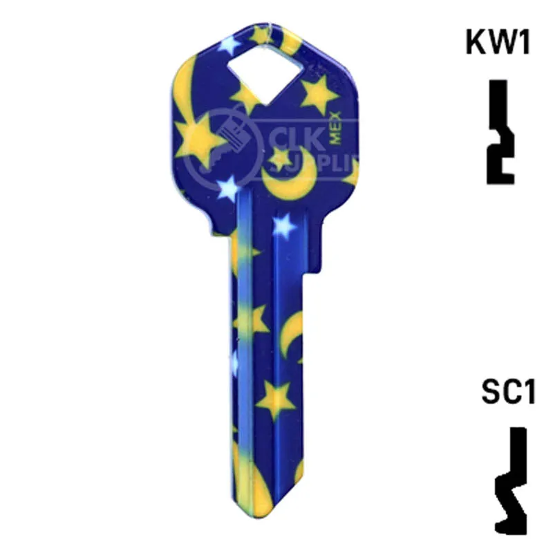 Happy Keys- Moon & Stars SC1 Key (Choose Keyway)