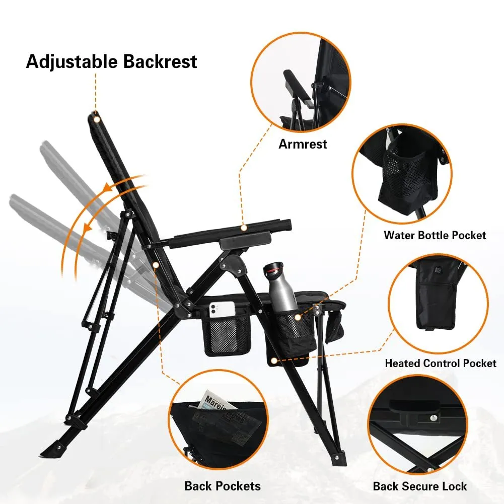 Heated Camping Chair With 12V 16000mAh Battery Pack