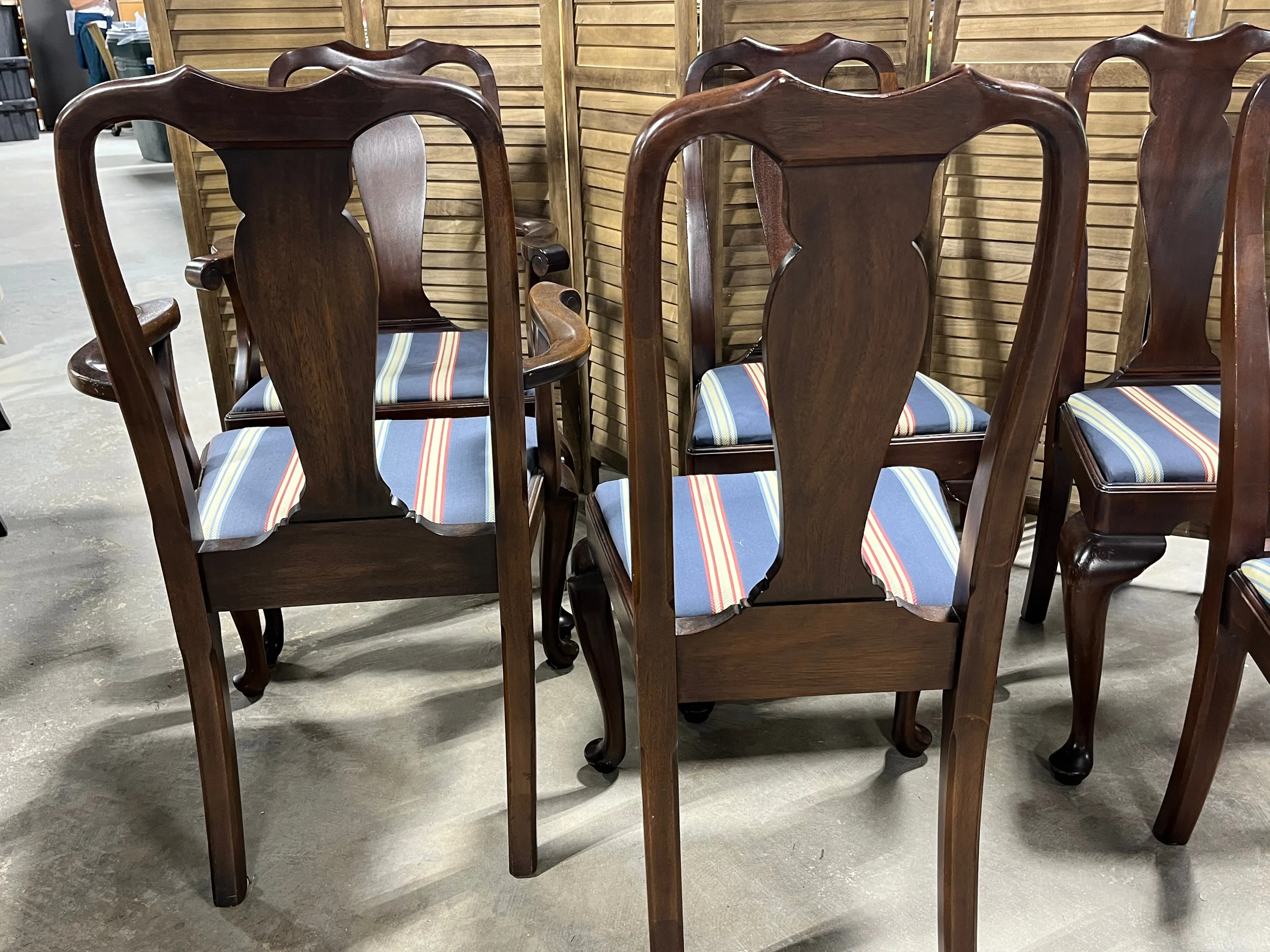 Henkel Harris Queen Anne Mahogany Dining Chairs, Set of 6