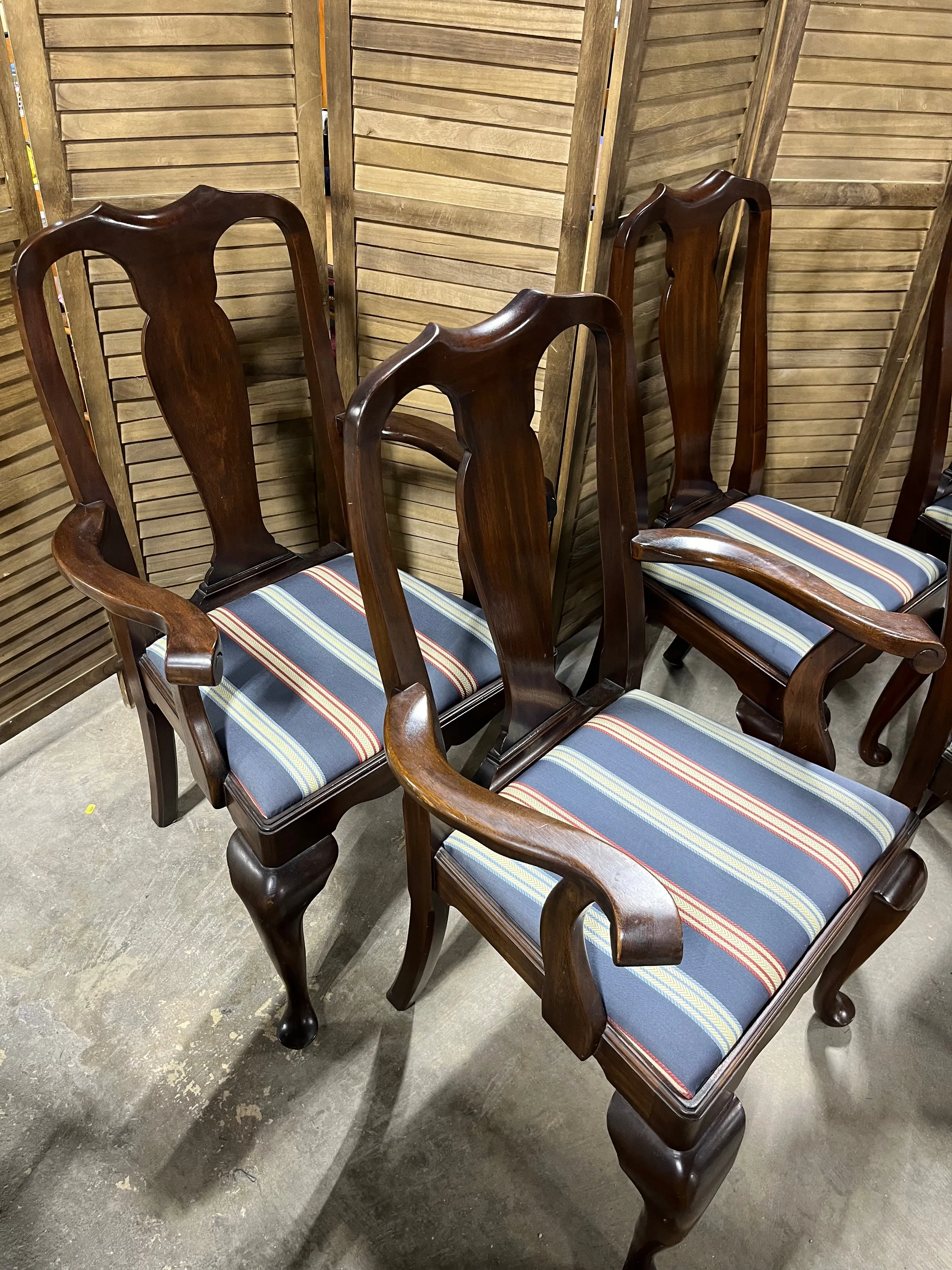 Henkel Harris Queen Anne Mahogany Dining Chairs, Set of 6