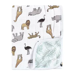 Hudson Baby Muslin Tranquility Quilt Blanket, Modern Neutral Safari