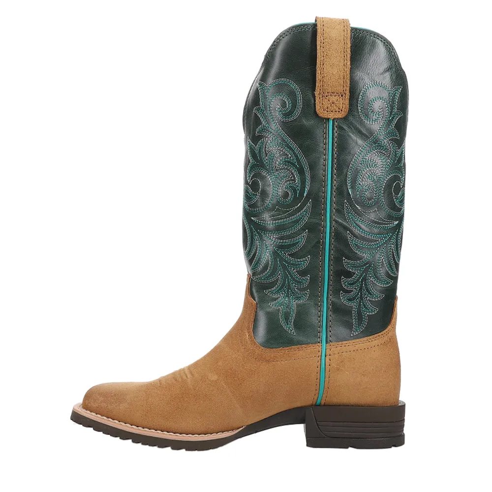 Hybrid Ranch Time Embroidery Square Toe Cowboy Boots